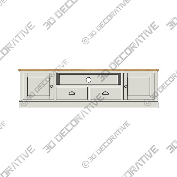 Compton Extra Wide TV Unit, Ivory for TVs up to 80-3DDecorative