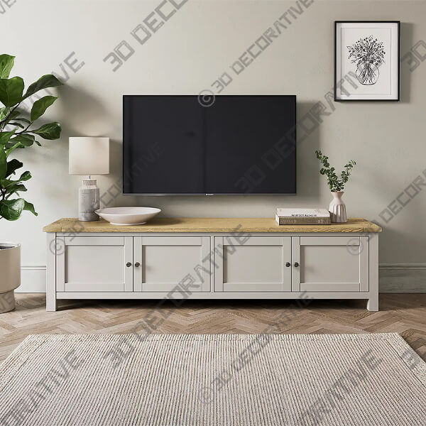 Olney Stone Extra Wide TV Unit for TVs up to 80 - 3D Decorative