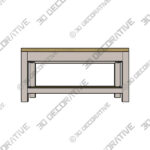 Olney Coffee Table with Shelf Stone-3DDecorative