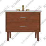 Ollie 36 Wide Teak Wood 1-Drawer Single Vanity - 3D Decorative