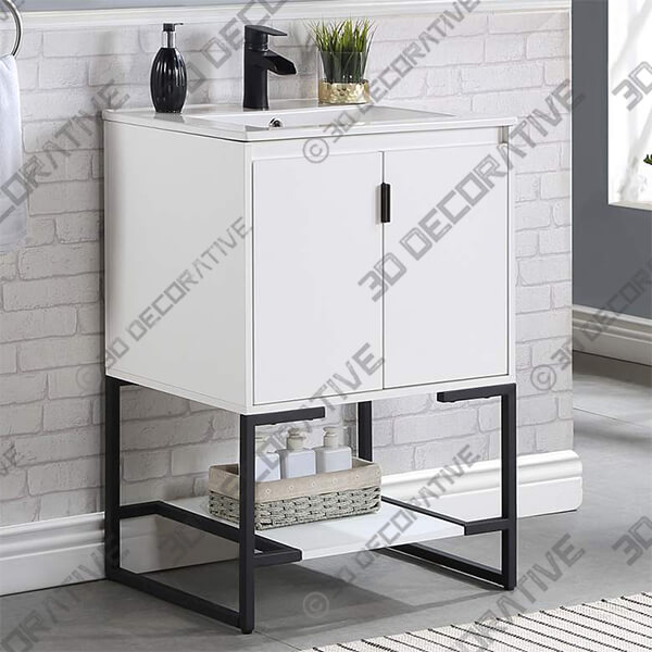 Scarsdale 24 Wide Melamine White Bathroom Vanity Sink-3DDecorative