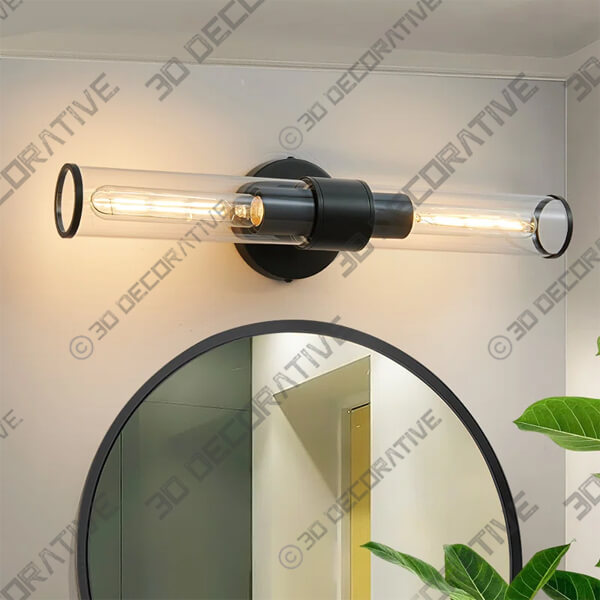Black Almetta 2 - Light Bathroom Dimmable Vanity Light Bath Bar Fixtures - 3D Decorative