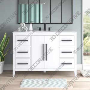 Adrienne 48 Single Bathroom Vanity with Quartz Top - 3D Decorative