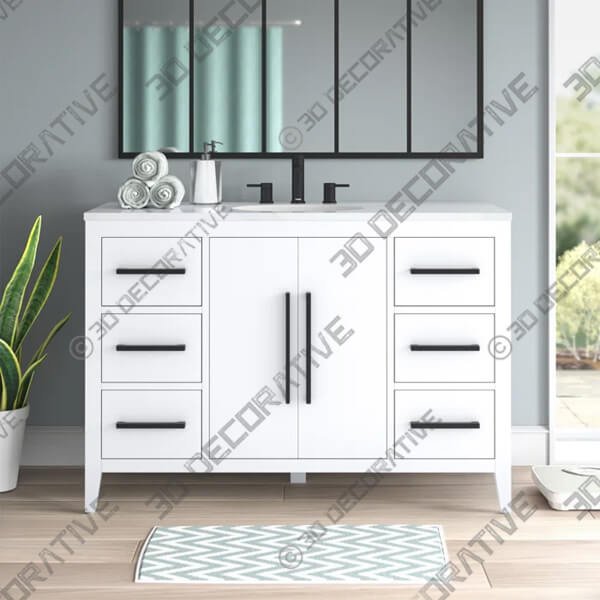 Adrienne 48 Single Bathroom Vanity with Quartz Top - 3D Decorative