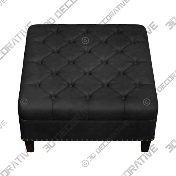 Alice Charcoal Tufted Fabric Square Cocktail Ottoman - 3D Decorative