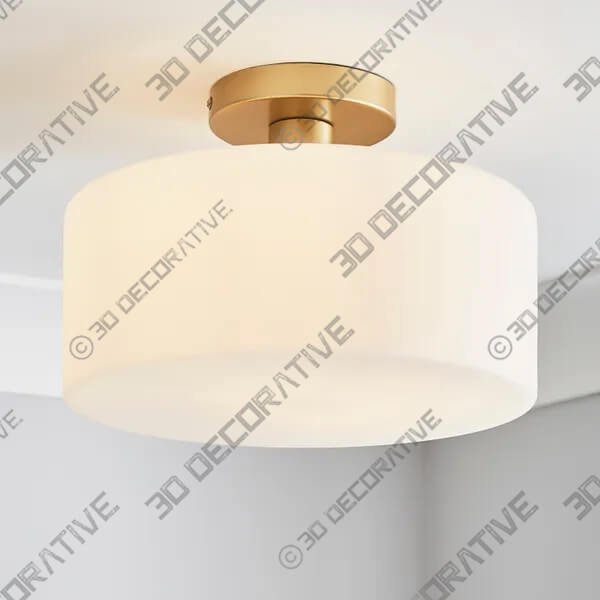 Amelie Opal Glass Flush Ceiling Light - 3D Decorative