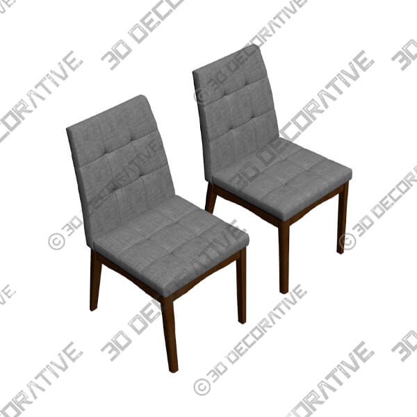 Baxton Studio Tara Tufted Light Gray Dining Chairs Set of 2 - 3D Decorative