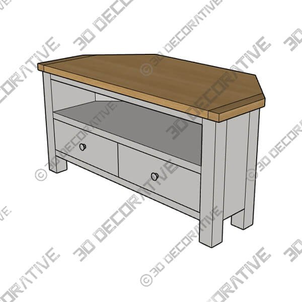Bromely Corner TV Unit, Grey for TVs up to 40 - 3D Decorative
