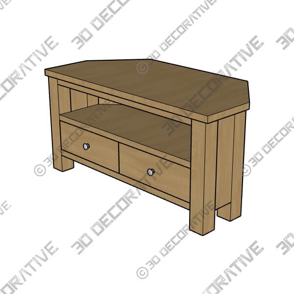 Bromley Corner TV Unit, Oak for TVs up to 40 - 3D Decorative