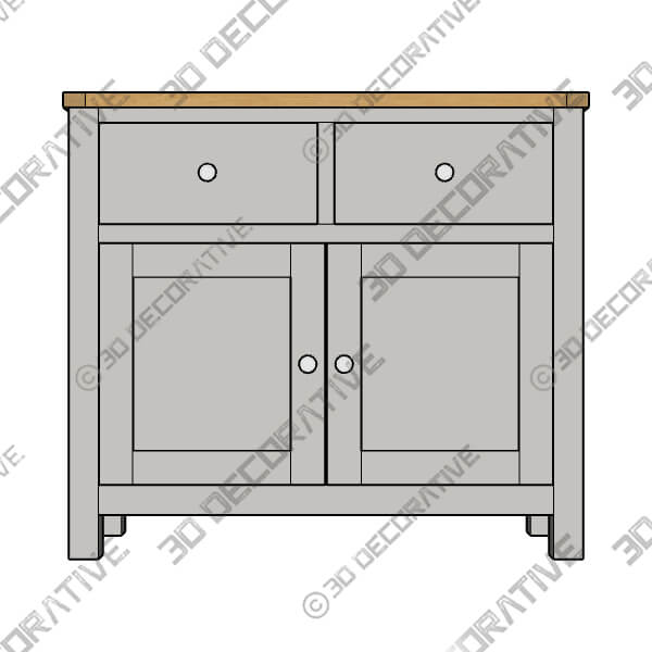 Bromley Grey Small Sideboard - 3D Decorative