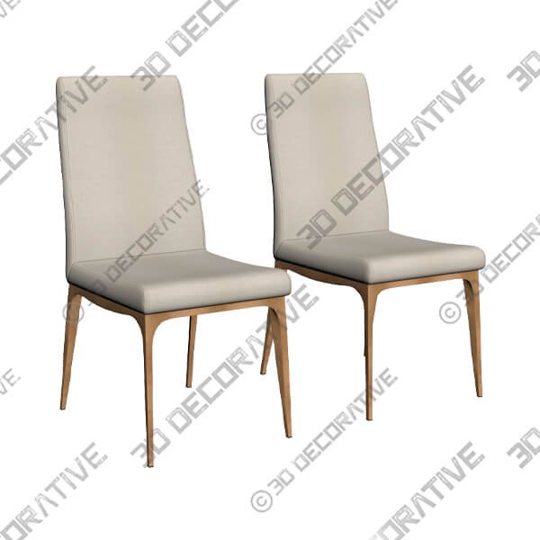 Captiva Cream Fabric Armless Dining Side Chairs Set of 2 - 3D Decorative