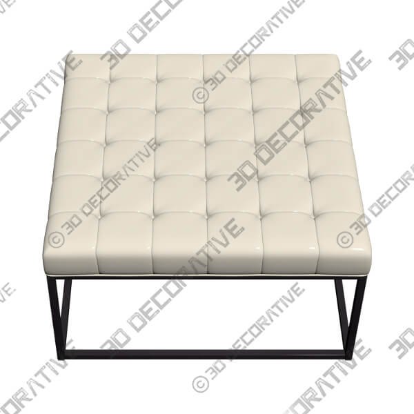 Ciarin Tufted Cream Bonded Leather Cocktail Ottoman - 3D Decorative