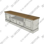 Compton Extra Wide TV Unit, Ivory for TVs up to 80 - 3D Decorative
