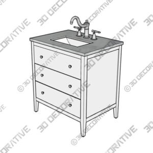 Conna 30 Wide 2-Drawer White Single Sink Vanity - 3D Decorative