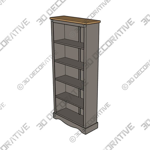 Corona Grey Tall Bookcase - 3D Decorative