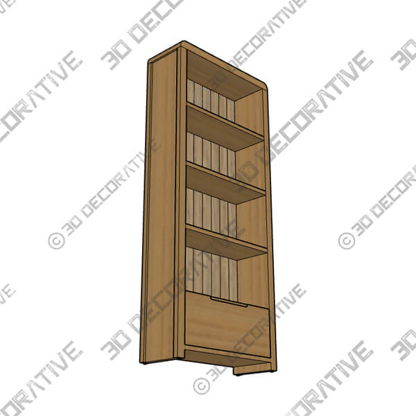 Curve Oak Tall Bookcase - 3D Decorative