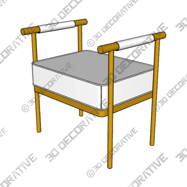 Diva 25 14 Wide White Faux Leather Bench - 3D Decorative