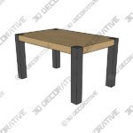 Extendable table in knotty oak veneer - 3D Decorative