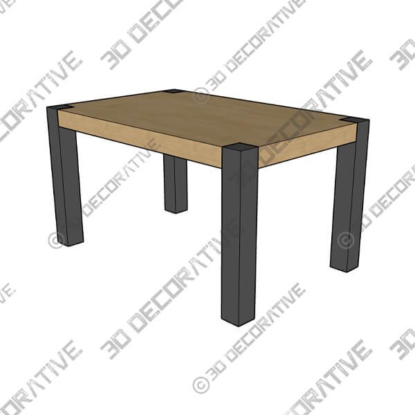 Extendable table in knotty oak veneer - 3D Decorative
