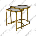 Ezio Gold Metal and Glass Nesting Tables Set of 2 - 3D Decorative