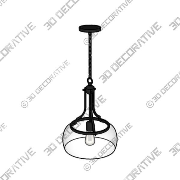 Franklin Iron Charleston 13 12 Black and Clear Glass Pendant Light - 3D Decorative