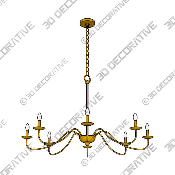 Franklin Iron Marinec 42 Soft Gold 8-Light Candelabra Chandelier-3DDecorative Franklin Iron Marinec 42 Soft Gold 8-Light Candelabra Chandelier - 3D Decorative