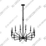 Franklin Iron Milanese 37 12W Black 12-Light Candelabra Chandelier - 3D Decorative