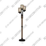 Franklin Iron Works Astoria Faux Wood and Bronze 3-Light Tree Floor Lamp - 3D Decorative