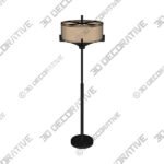 Franklin Iron Works Tremont 62 2-Light Floor Lamp with Burlap Shade - 3D Decorative