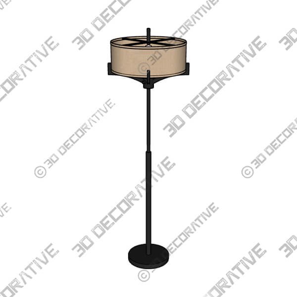 Franklin Iron Works Tremont 62 2-Light Floor Lamp with Burlap Shade - 3D Decorative