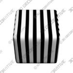 Franzen Canopy Stripe Black and White Square Cube Ottoman - 3D Decorative