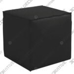 French Seam Linen Black Square Ottoman - 3D Decorative