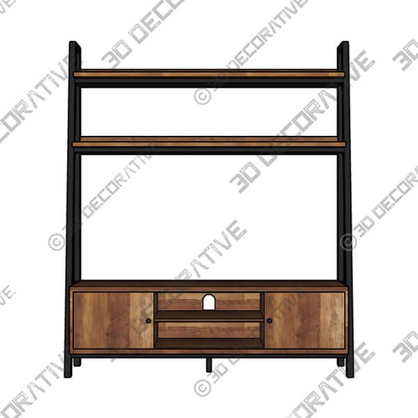 Fulton Pine Ladder Shelf TV Unit for TVs up to 55 - 3D Decorative