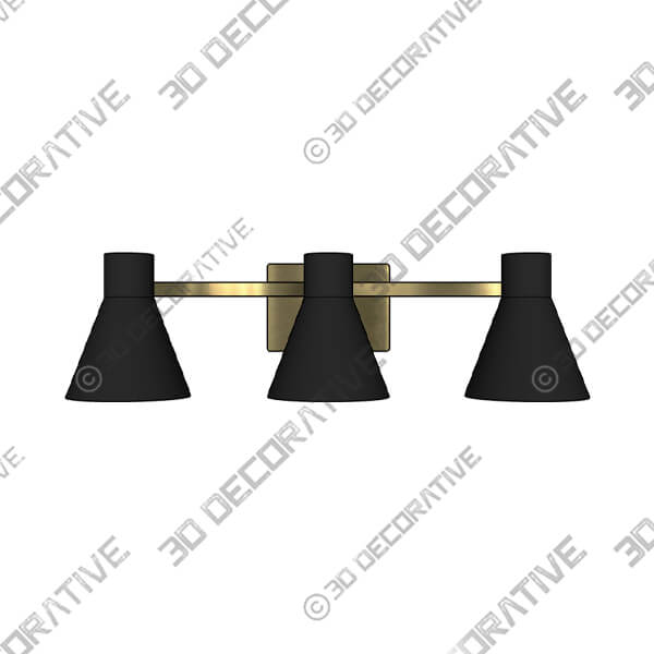 Gold Byers 3 - Light Dimmable Vanity Light-3DDecorative Gold Byers 3 - Light Dimmable Vanity Light - 3D Decorative