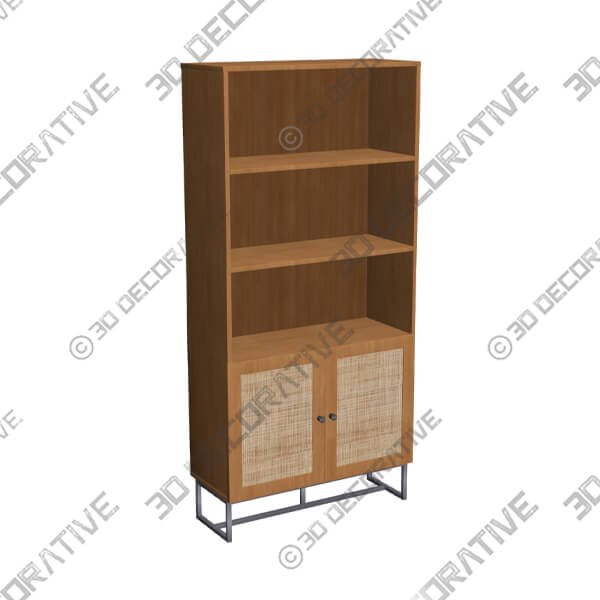 Hollis Tall Oak Bookcase - 3D Decorative