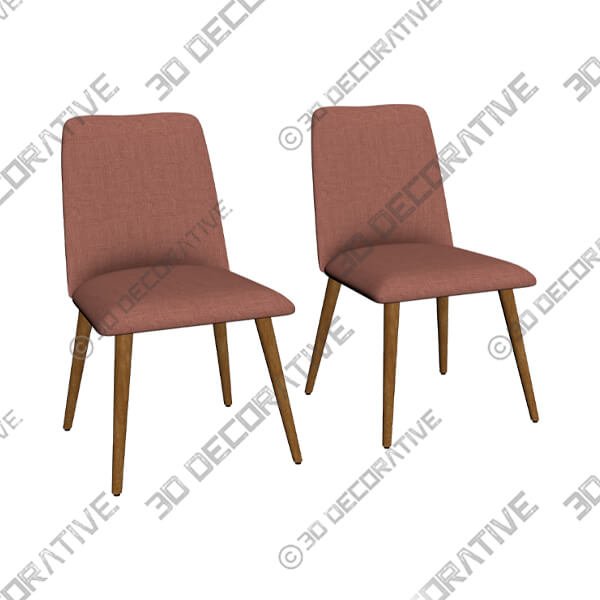 INK + IVY Nadia Orange Fabric Dining Chairs Set of 2-3DDecorative INK + IVY Nadia Orange Fabric Dining Chairs Set of 2 - 3D Decorative