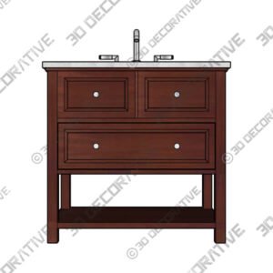 Jordan 32 Wide 1-Drawer Teak Wood Single Sink Vanity - 3D Decorative