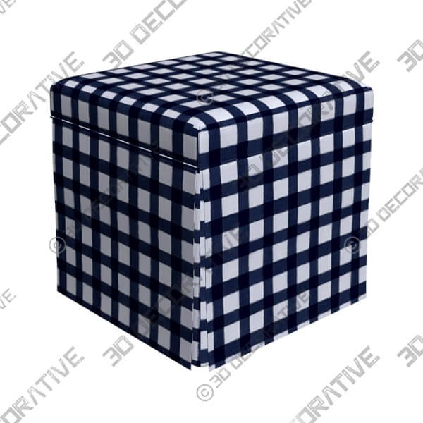 Joshua Buffalo Gingham Blue Fabric Storage Ottoman - 3D Decorative
