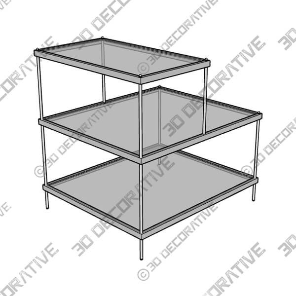Knox 20 12 Wide 3-Tier Chrome and Glass Accent Table - 3D Decorative