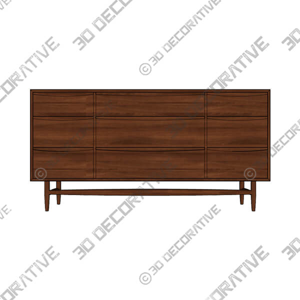 Lenia Walnut 9-Drawer Dresser-3DDecorative Lenia Walnut 9-Drawer Dresser - 3D Decorative