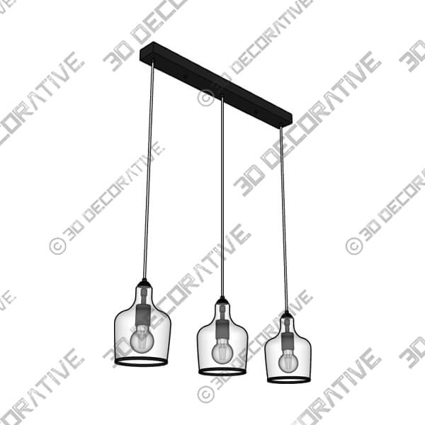 Lenny 3 Light Diner Ceiling Light-3DDecorative Lenny 3 Light Diner Ceiling Light - 3D Decorative