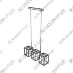 London Industrial 3 Light Diner Ceiling Light - 3D Decorative