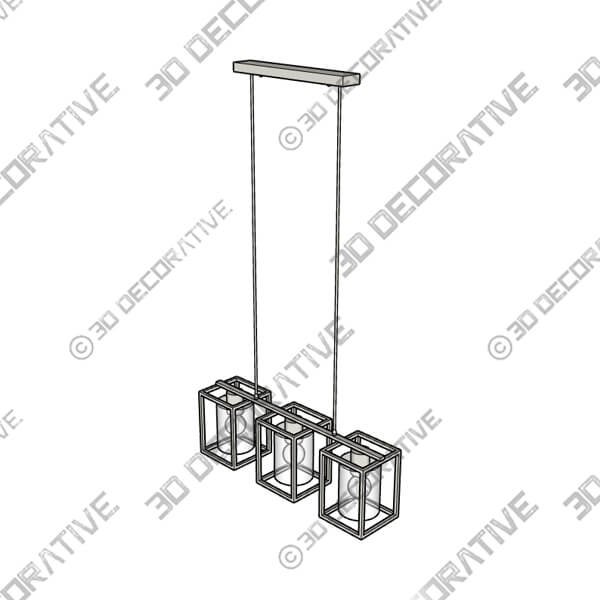 London Industrial 3 Light Diner Ceiling Light - 3D Decorative