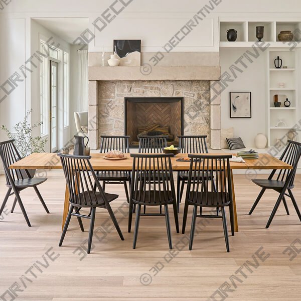 Madera Oak Dining Table, Extendable - 3D Decorative