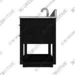 Marcello 32 Wide Black and White Marble 1-Drawer Single Sink Vanity - 3D Decorative