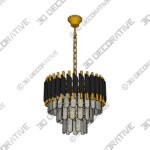 Modern Round Crystal Chandelier-Small Pendant Light Fixture 3-Tier - 3D Decorative