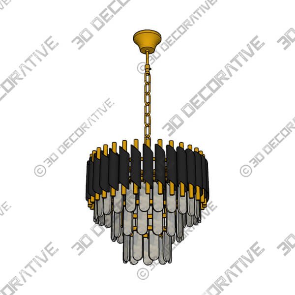 Modern Round Crystal Chandelier-Small Pendant Light Fixture 3-Tier - 3D Decorative