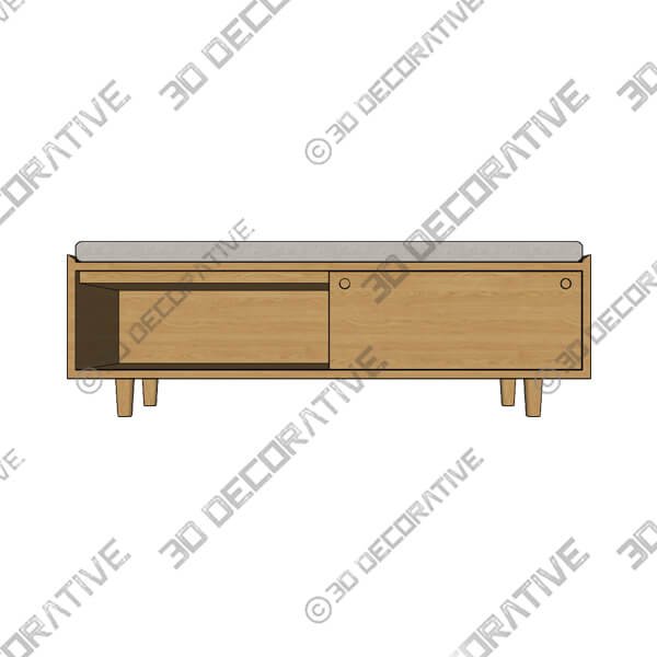 Nederin Rain Cloud Gray Oak Bench - 3D Decorative