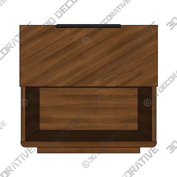 Nera Walnut 1-Drawer Nightstand - 3D Decorative