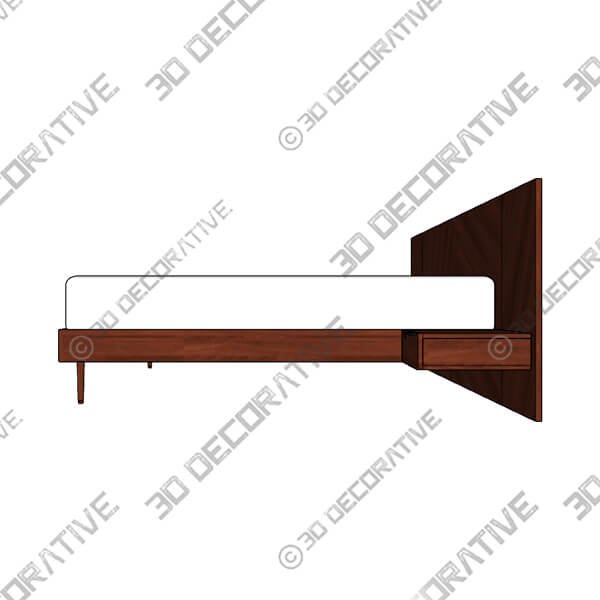 Nera Walnut King Bed With Nightstands - 3D Decorative